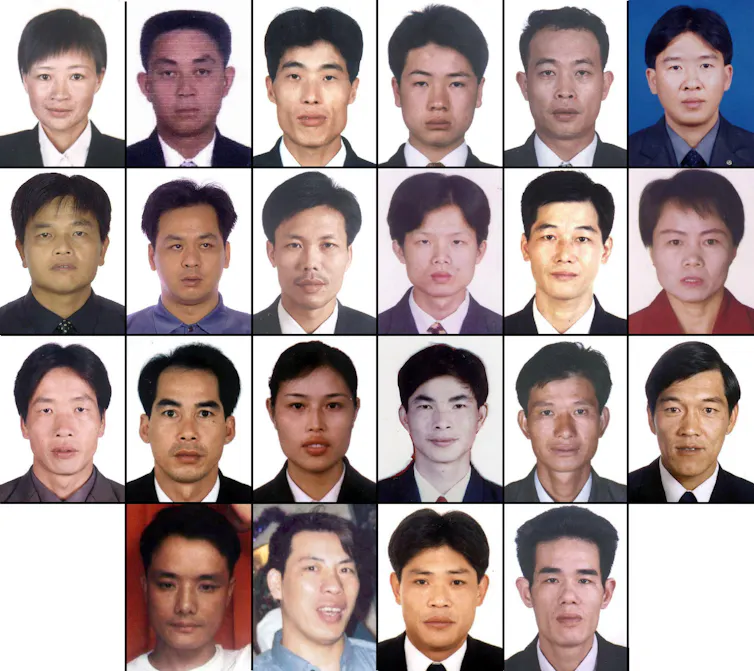 Undated pictures issued by Lancashire Police of the 22 people who died in the Morecambe Bay cocklers tragedy