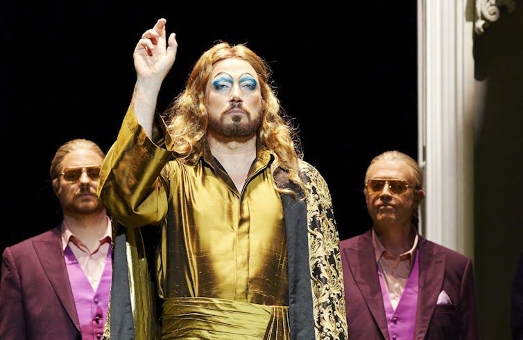 Nathan Lay, David Parkin and Gregory Brown act in The Magic Flute.