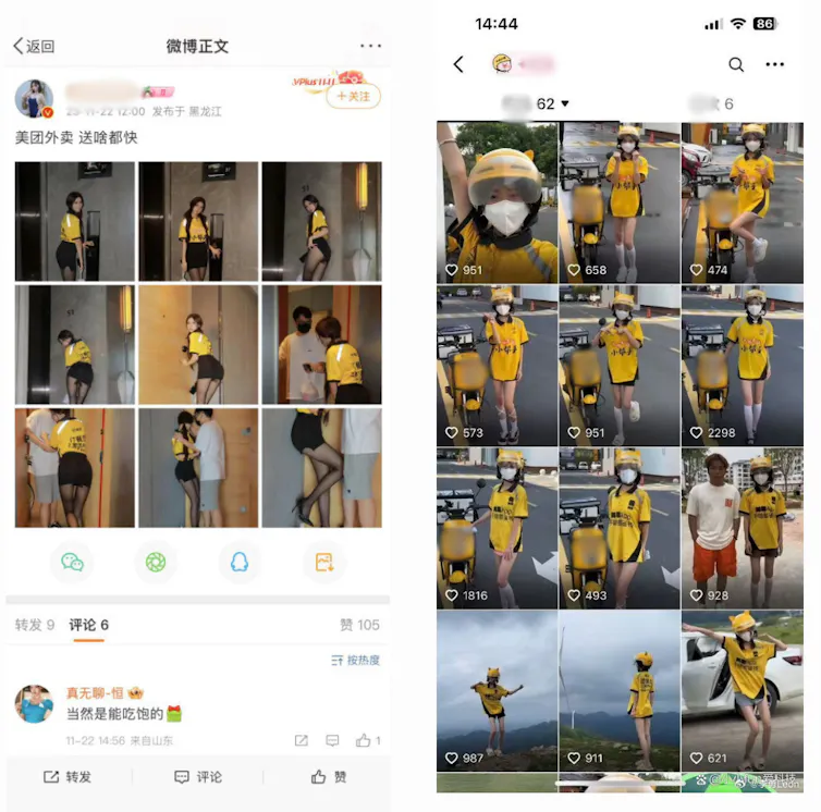 Images showing social media accusations against delivery riders