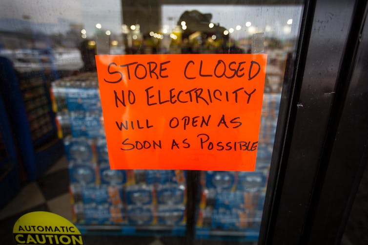 A store in Austin, Texas, is closed during a widespread power outage amid a winter cold snap in 2021.