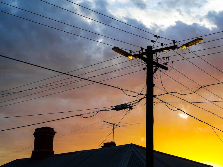 power lines and house