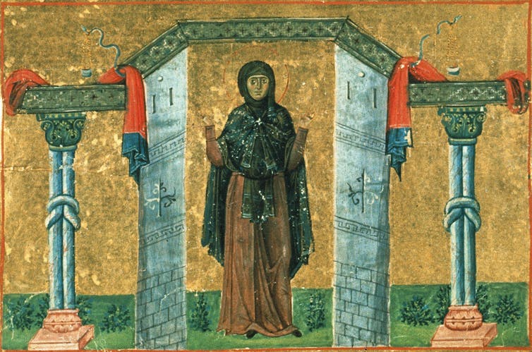 A painting of a young woman, Melania.