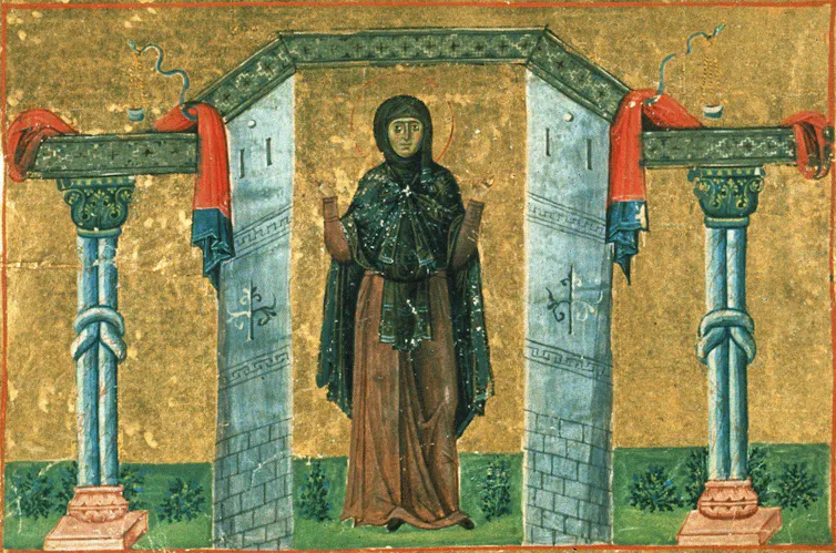 A painting of a young woman, Melania.