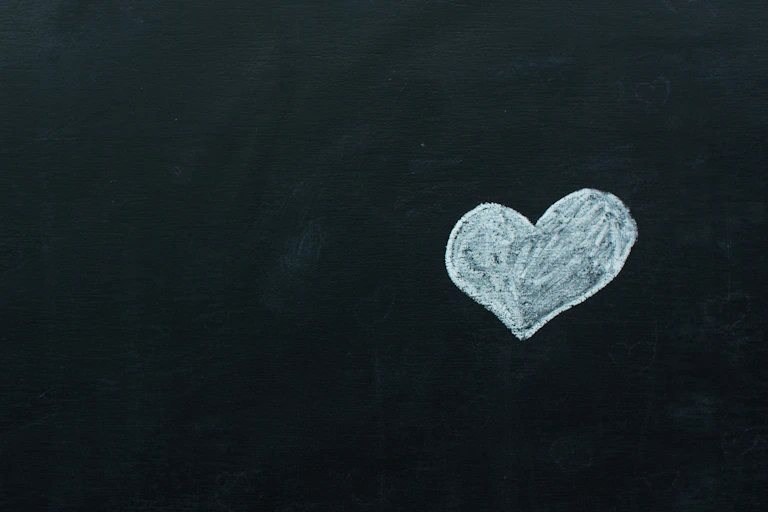 A heart seen on a blackboard.