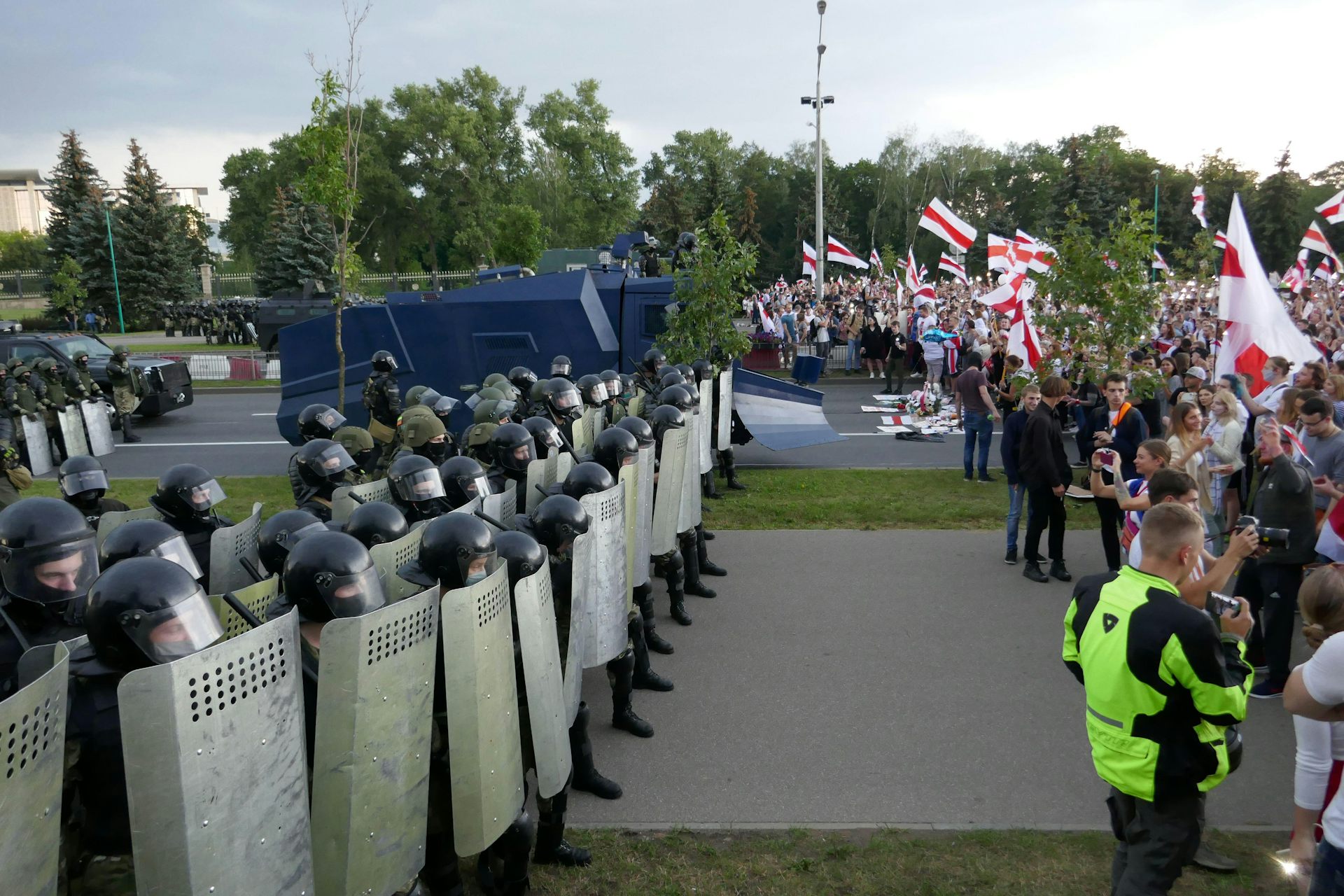 Protesters on the streets of Minsk, Belarus, in 2020.