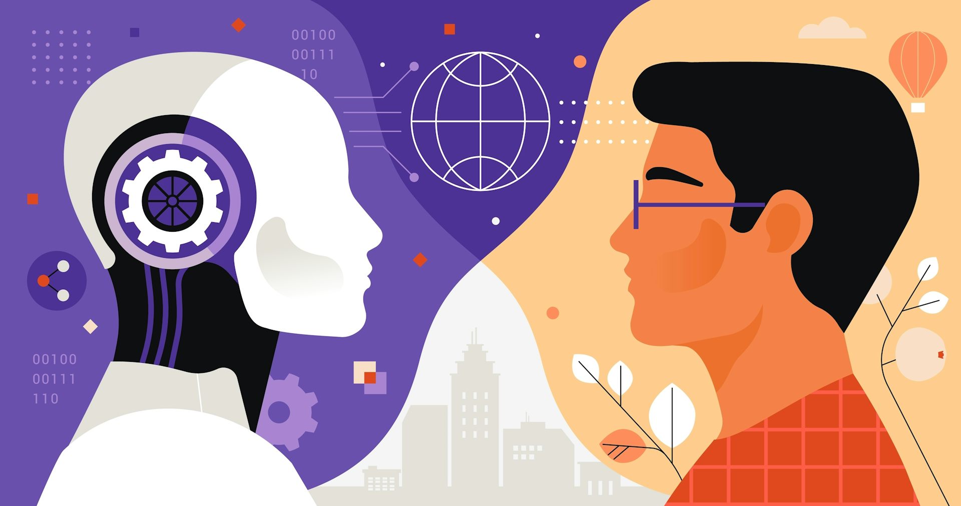 Face à face entre un étudiant et un robot