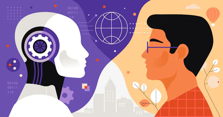 Face à face entre un étudiant et un robot