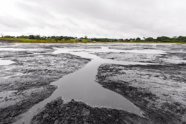 a large black lake