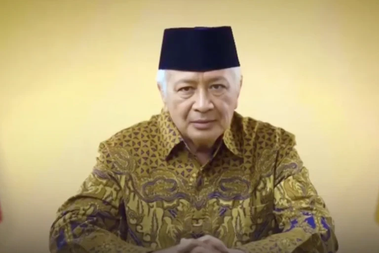A screenshot of a deepfake video of President Suharto