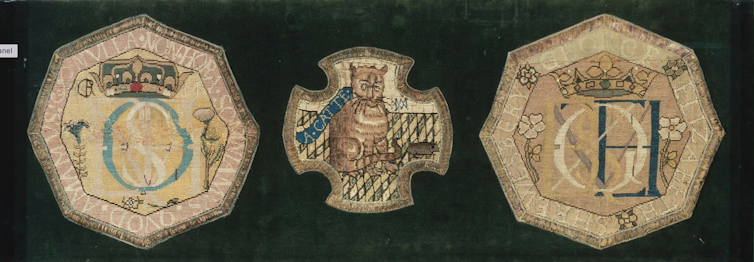 Three panels of embroidery by Mary Queen of Scots