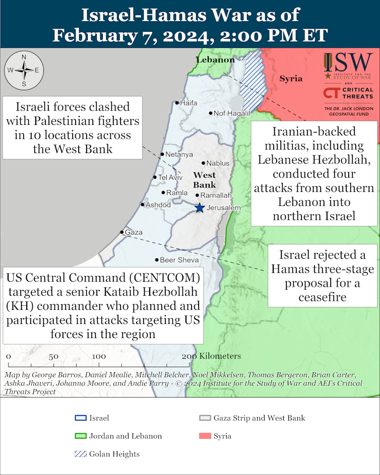 Map showing the latest developments in Israel's war with Hamas.