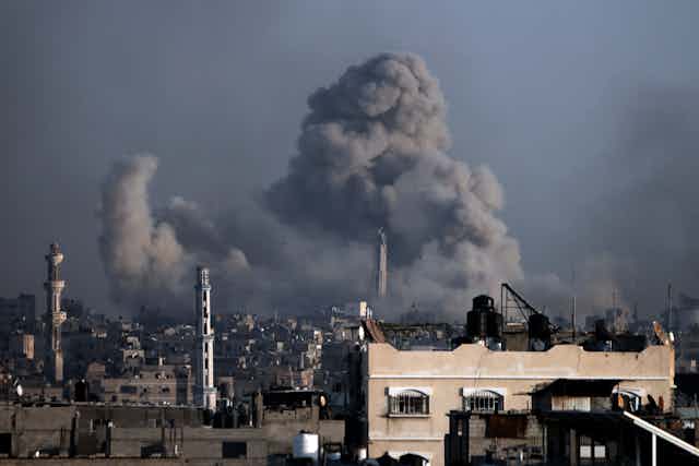 Smoke rises from the Gaza strip.