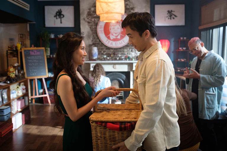 A boy and a girl in a tea shop