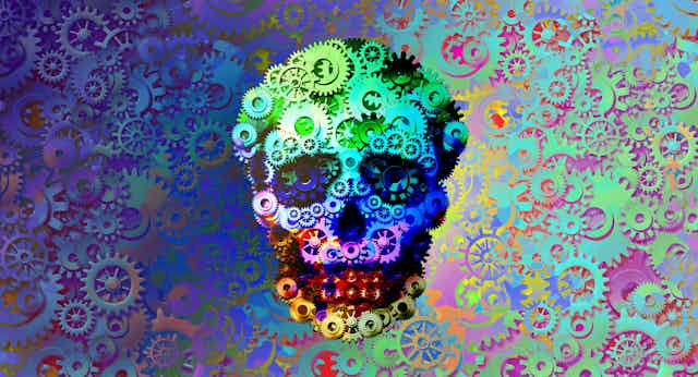 A psychedelic skull