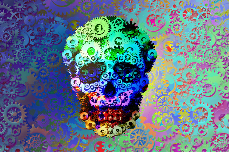 A psychedelic skull