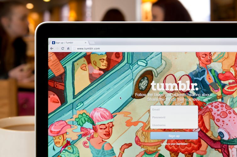 The Tumblr log in page