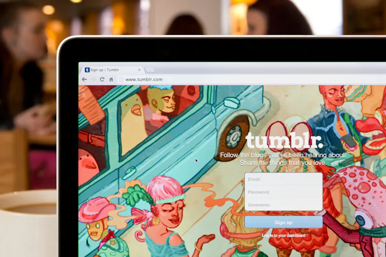 The Tumblr log in page