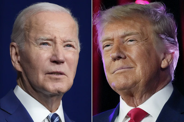 Close-ups of the faces of two aging men in coats and ties.