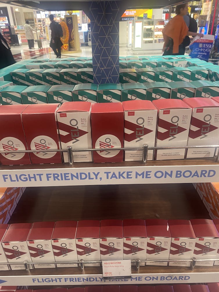 A Velo product display at Dubai airport in October 2022.
