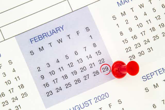 Image of a February calendar page with 29 circled in red