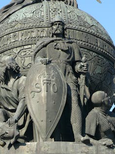Statue of Rurik, a ninth-century Viking who allegedly ruled over a portion of what is modern-day Belarus, Russia and Ukraine in Novgorod, northwestern Russia.