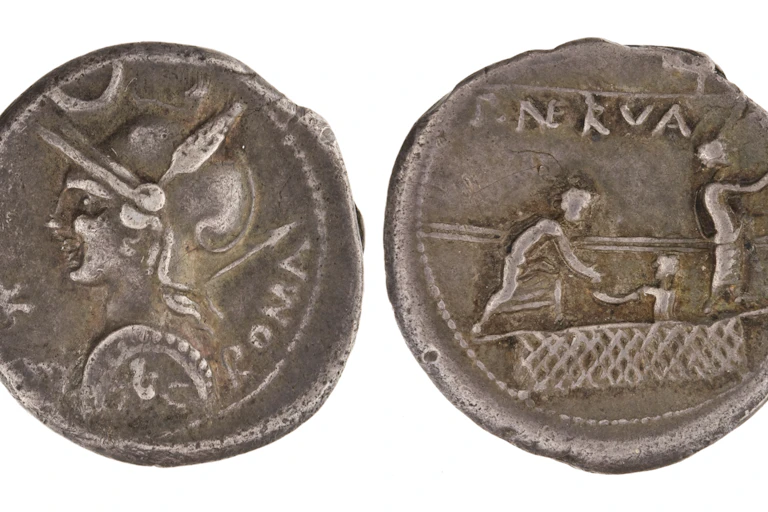 Roman coin featuring a voting scene