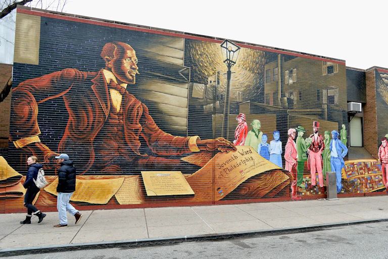 Mural depicting W.E.B. Du Bois located in Philadelphia's Seventh Ward