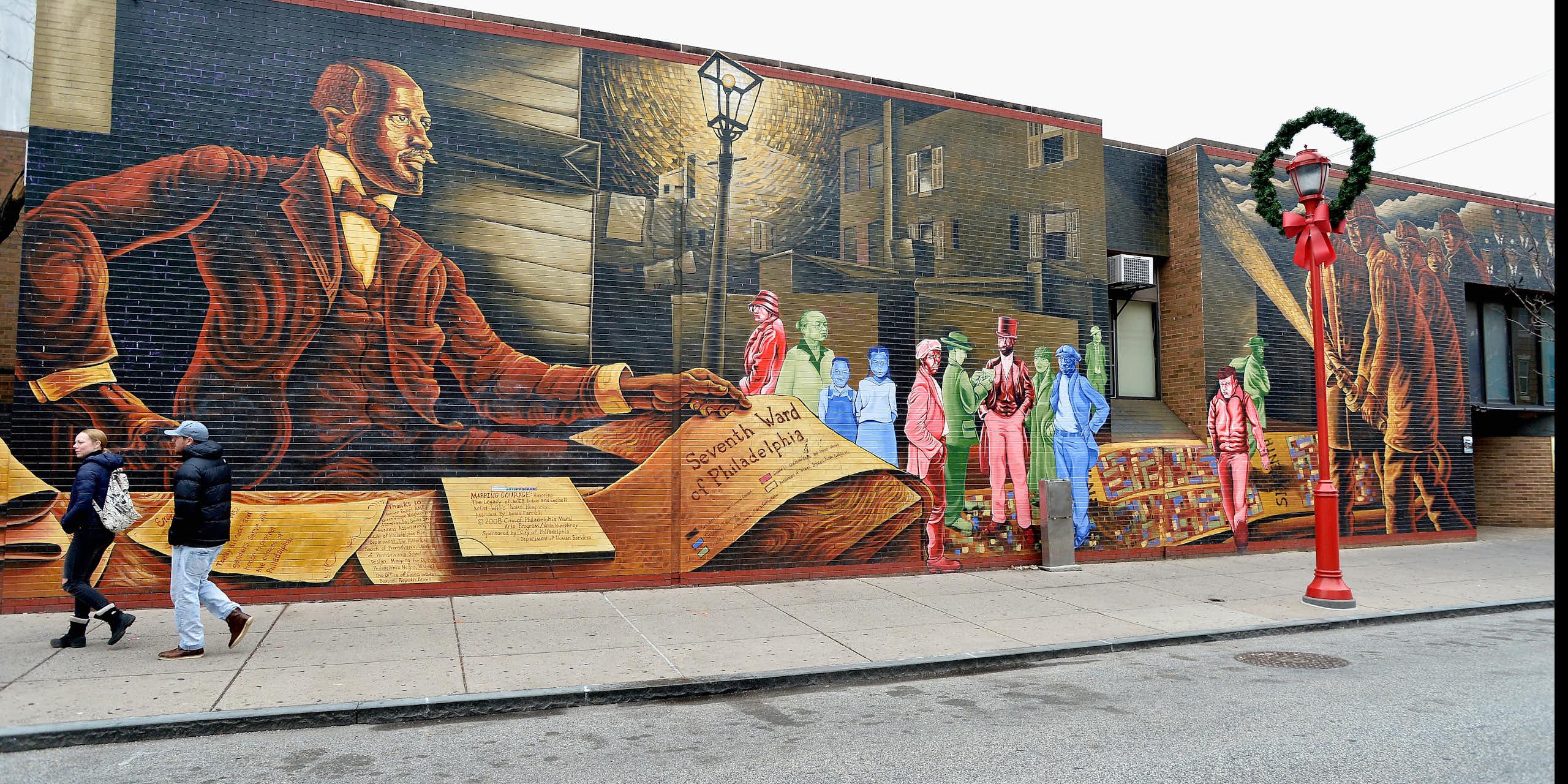 Mural depicting W.E.B. Du Bois located in Philadelphia's Seventh Ward