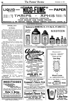 Publicité pour des pesticides à base de nicotine, The Florists’ Review, novembre 1917