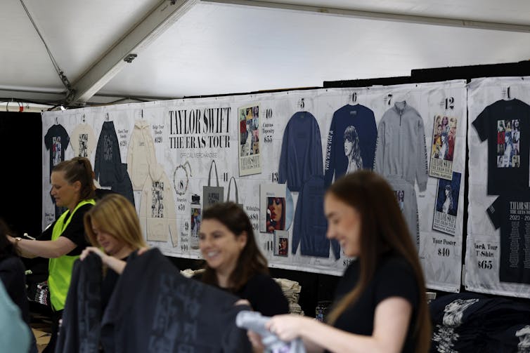 Merchandise stand at Taylor Swift's Eras Tour