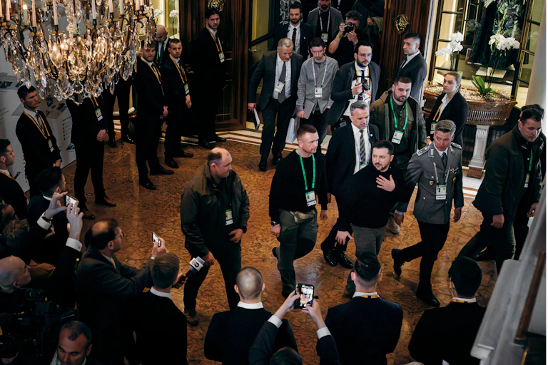 Volodymyr Zelensky arrives at the Munich Security Conference, February 16 2024