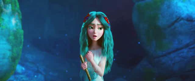 Blue haired animated girl 