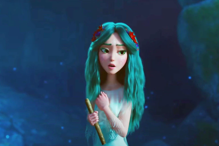 Blue haired animated girl