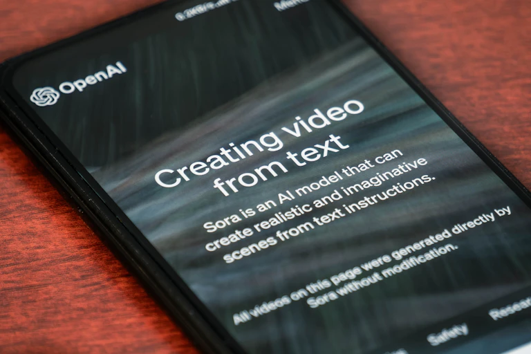 A smartphone displaying OpenAI's website