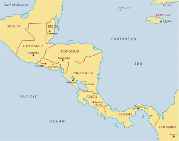 A map of Central America.