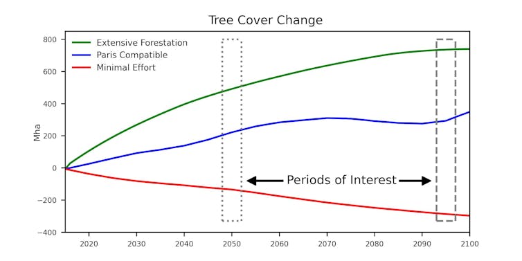 Graph to show increase in forest cover