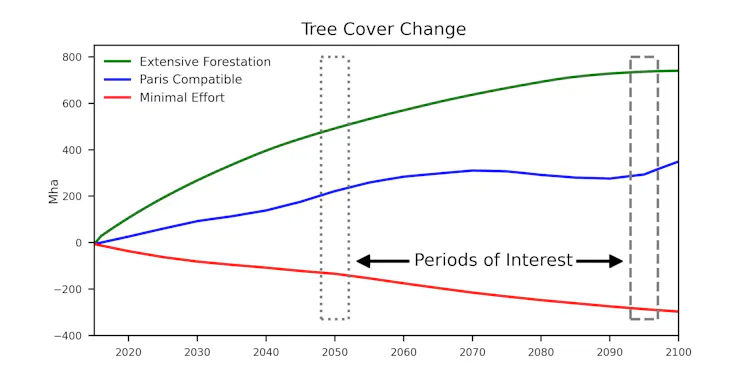 Graph to show increase in forest cover