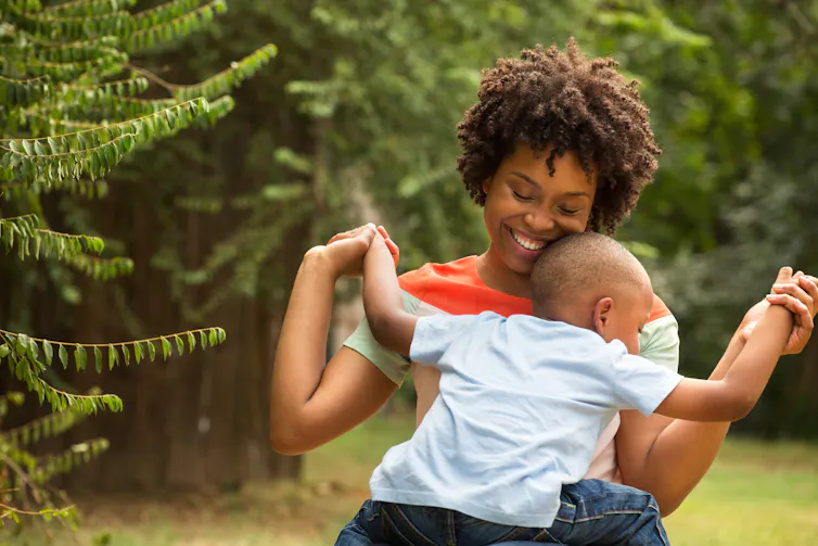A mother and child.