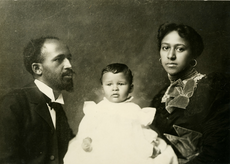Family portrait of WEB Du Bois, his wife Nina and their young son Burghardt in 1898.