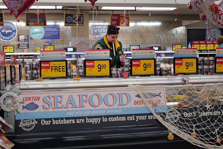 A woman shops in a supermarket