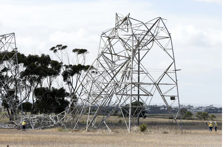 toppled transmission towers victoria after storm