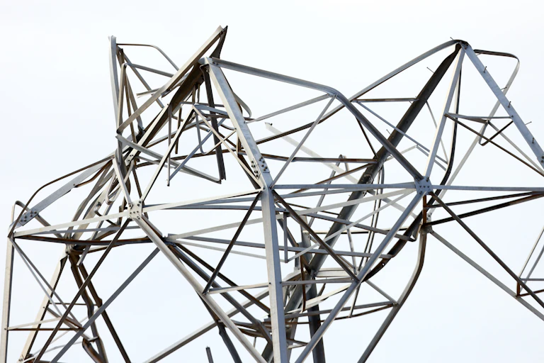 broken transmission tower