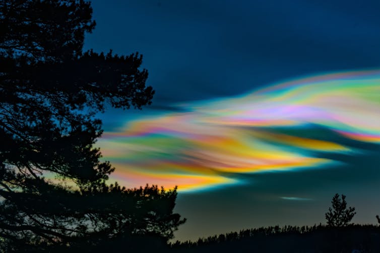 Colourful cloud in night sky