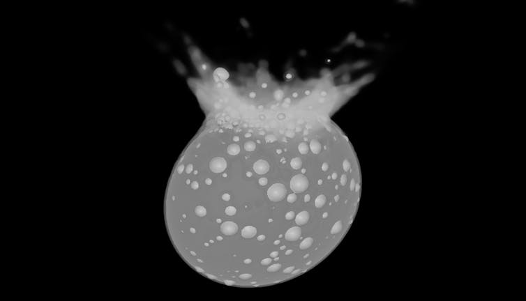 Still from a simulation of the Dart impact into Dimorphos.