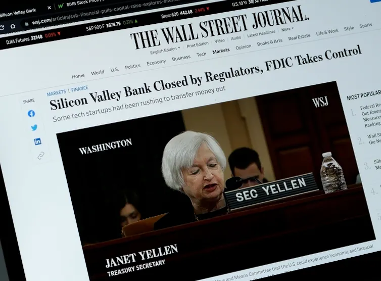 Screenshot of WSJ's front cover when Silicon Valley collapsed