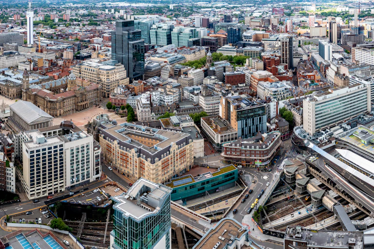 A city viewed from above.
