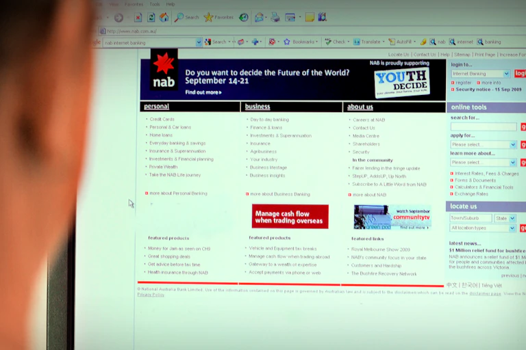 Photo of customer using bank website