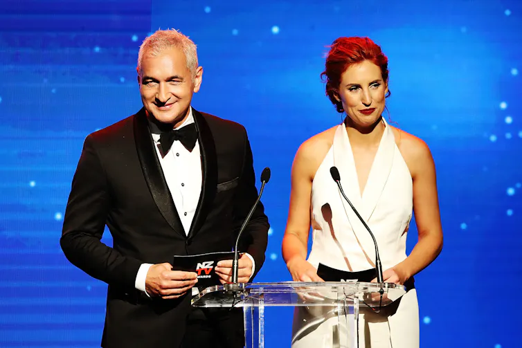Newshub anchors Mike McRoberts and Samantha Hayes.
