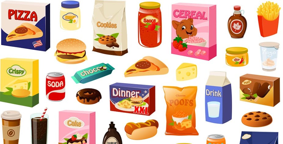 Illustrations of various food products