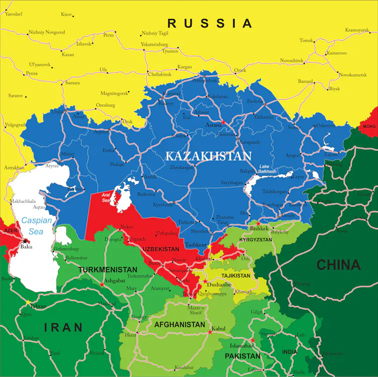 A map of countries neighbouring Russia.